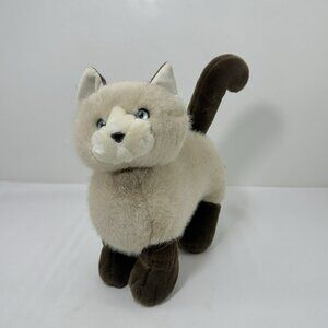 Vintage Playful Pals Mervyn Siamese Cat Plush Toy Blue Eyes Realistic Weighted